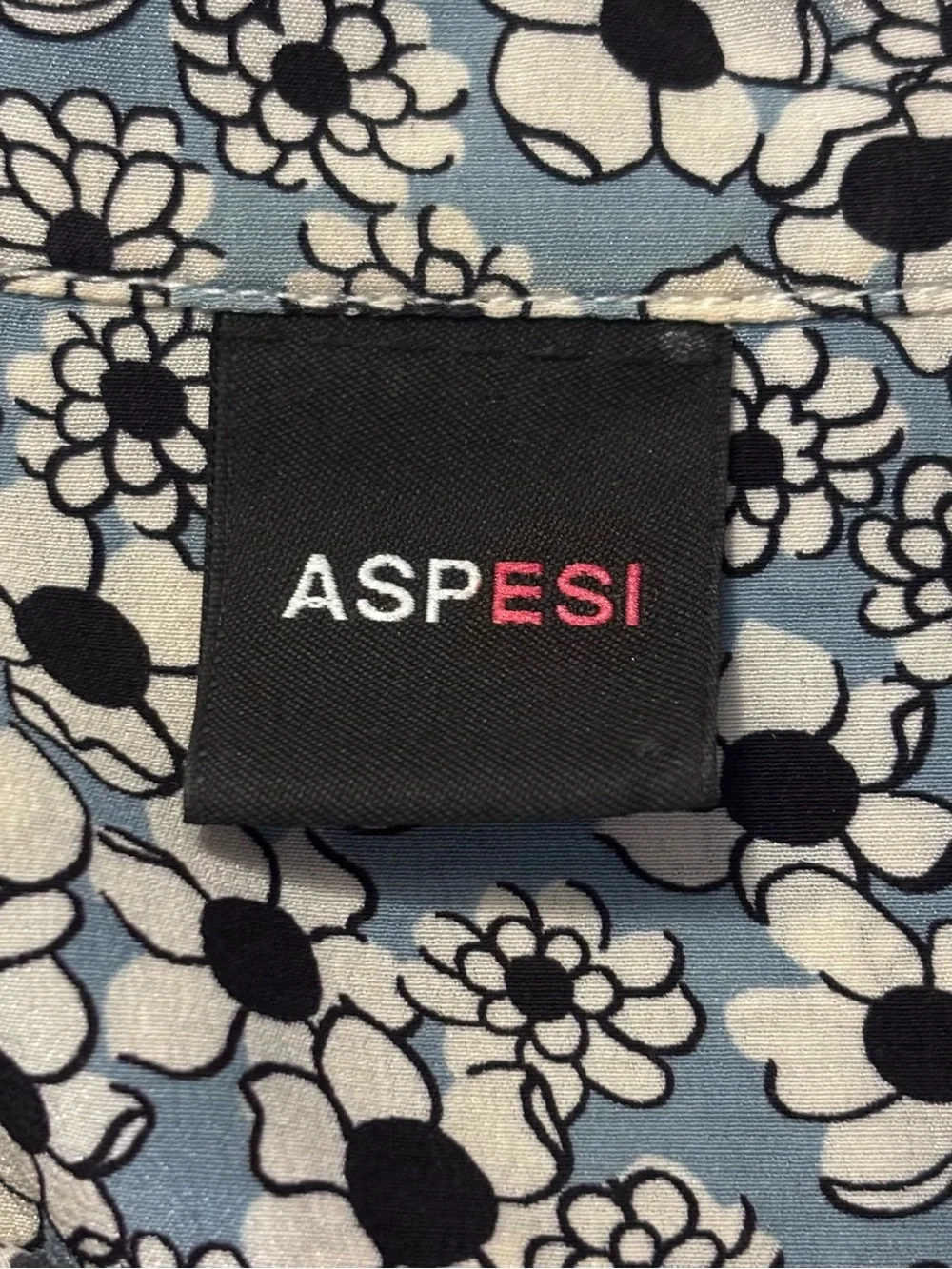 Aspesi Ditsy Floral Button-Front Blouse in Light Blue